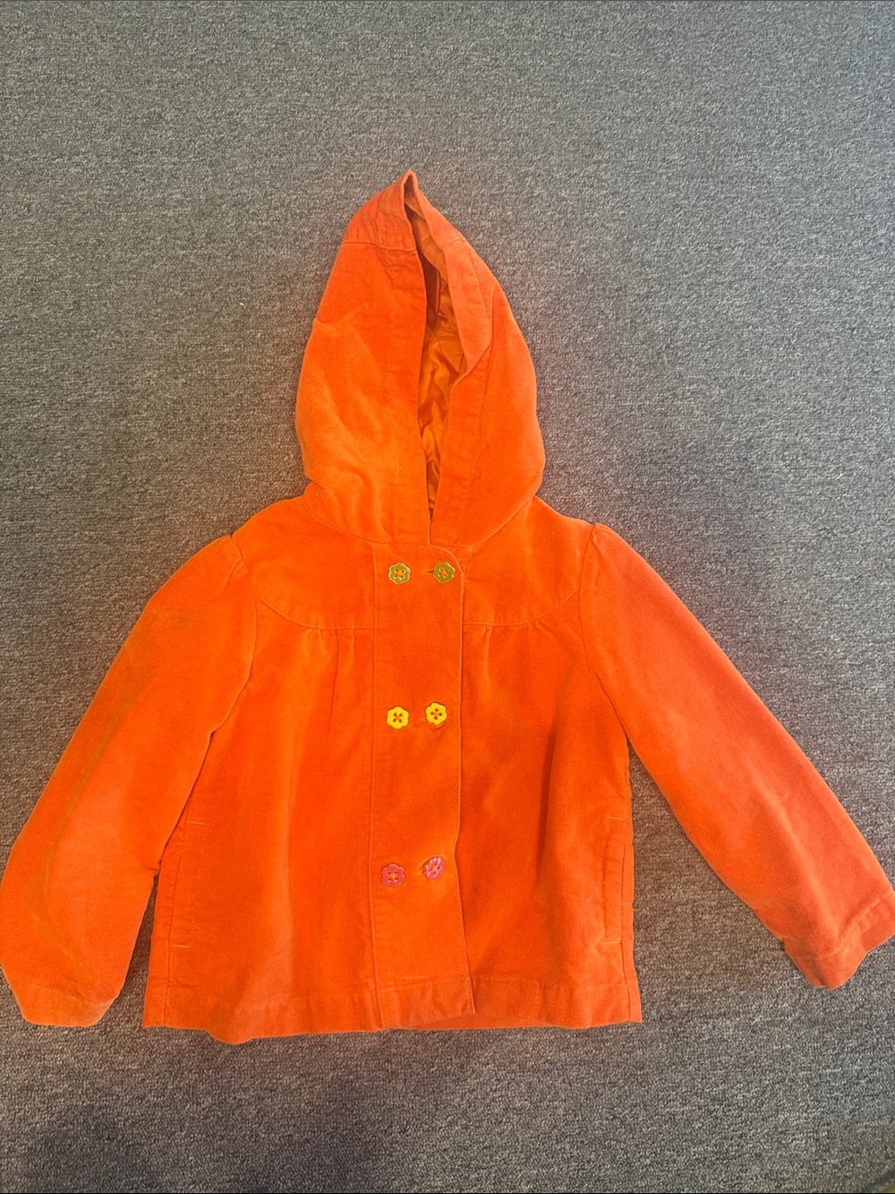Gymboree Girls' Hooded Corduroy Velour - Bright Orange button up - SO CUTE !!!
